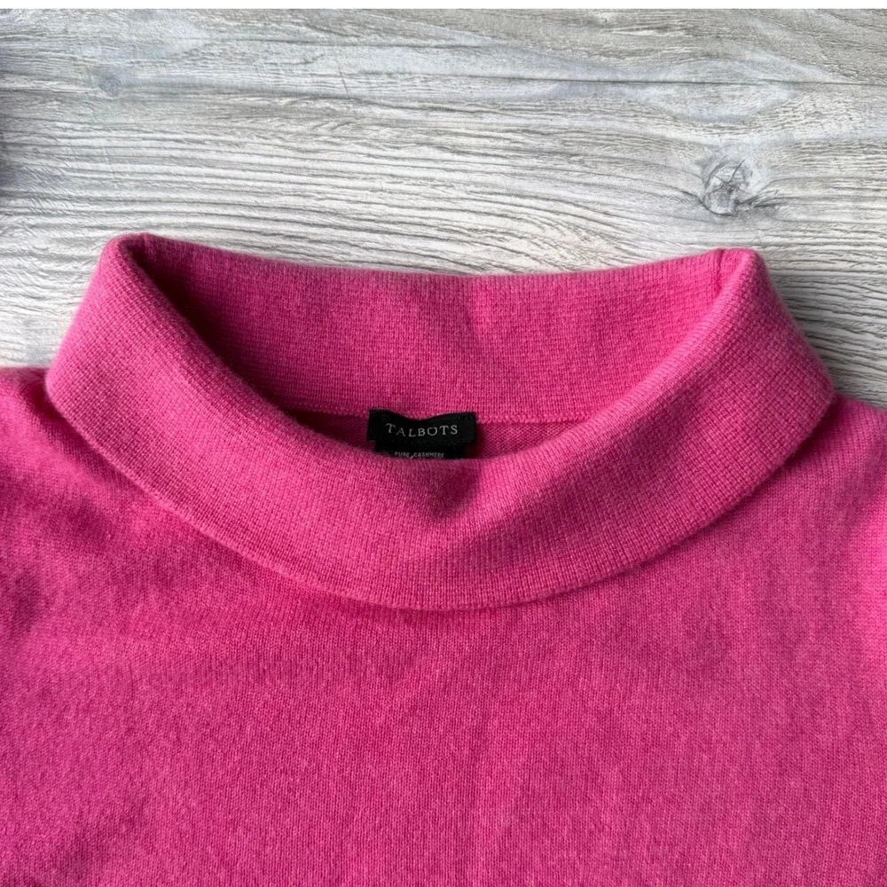 Talbots Pure Cashmere Cowl Neck Sweater Hot Pink Long Sleeve Knit Top Large